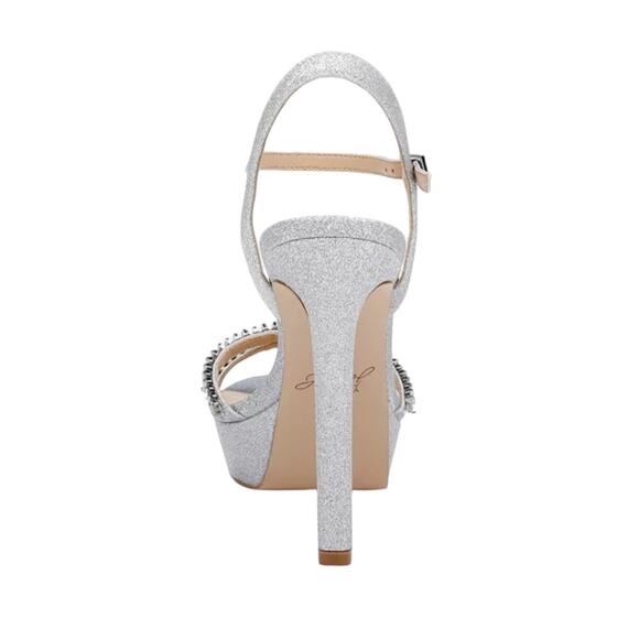 *Jewel Badgley Mischka Galllant Platform Evening Silver Glitter Sandals – Sz 11 - Picture 3 of 12